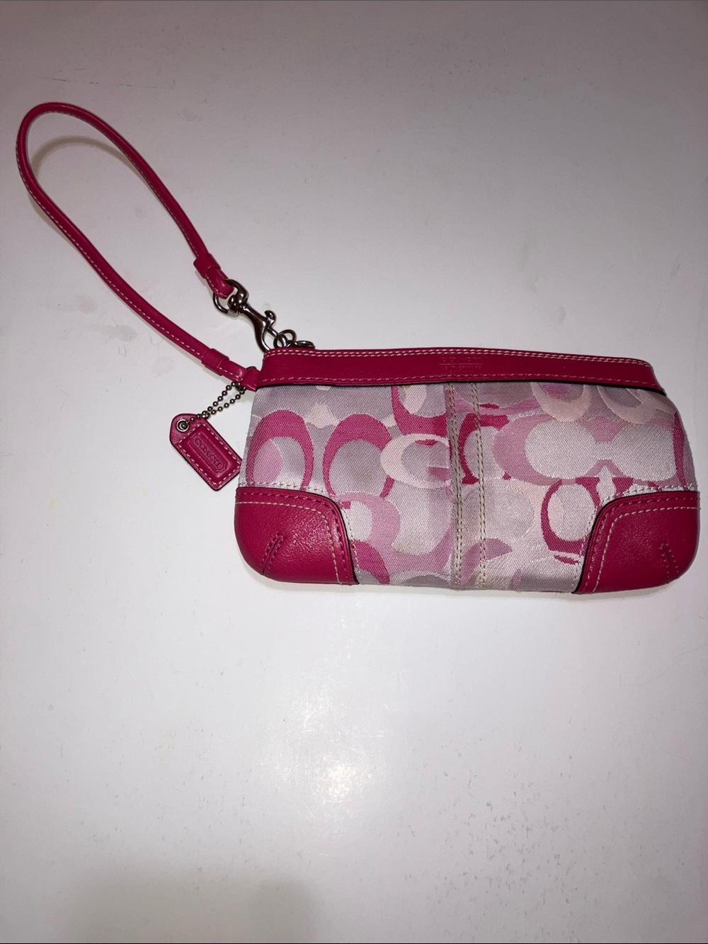 Coach Pink Signature C Pattern Wristlet